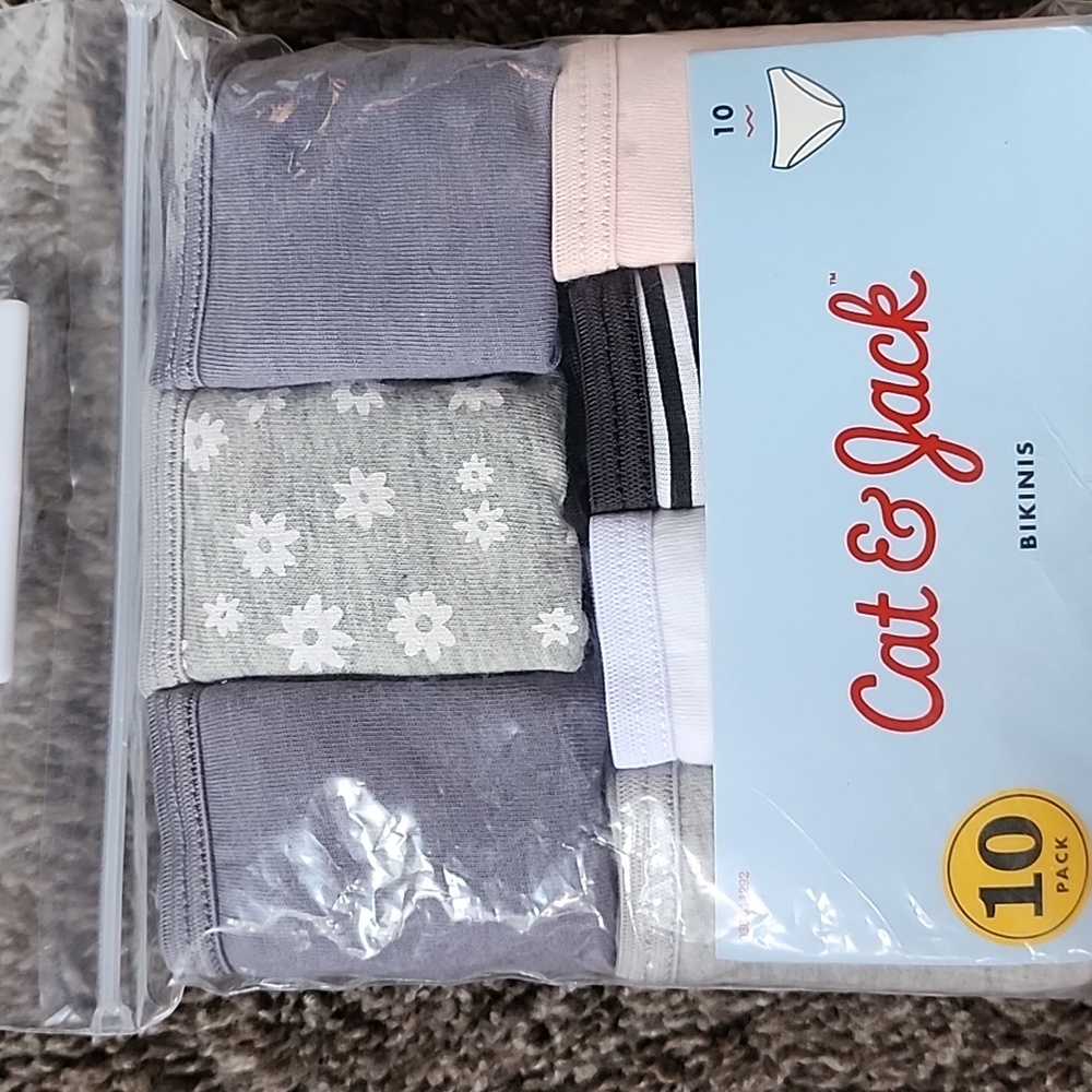 Cat & Jack Girks Bikini Underwear 7-Pack - Gray, White, Pink
